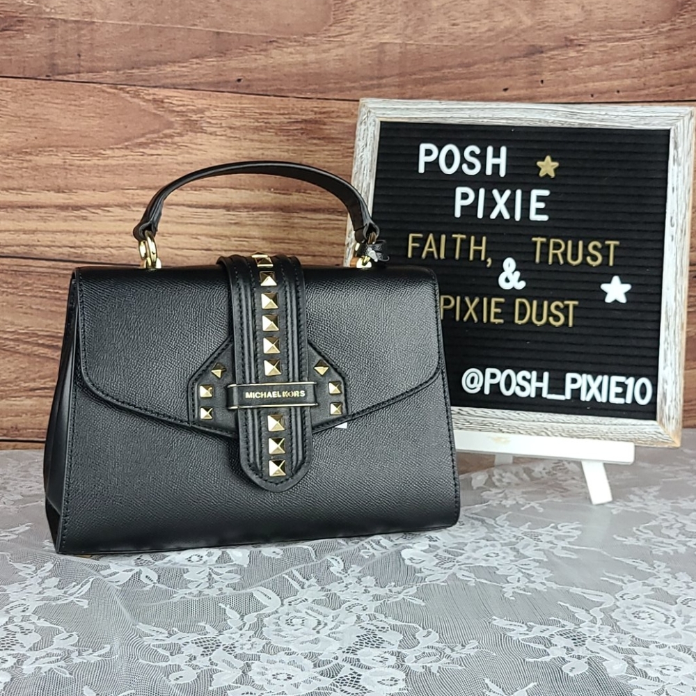New Michael Kors Bleecker Small Studded Satchel
